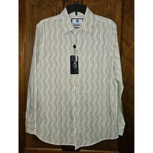 English Laundry Safari Mens M Cream Brown Slim Fit Button Up Shirt NWT Flip Cuff